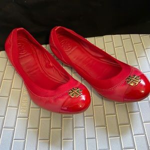 Tory Burch Women's Reva Patent Leather Ballet Flats - Red